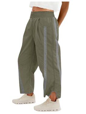 Womens Baggy Wide Leg Sweatpants Nylon Polyester Lightweight Elastic Waist